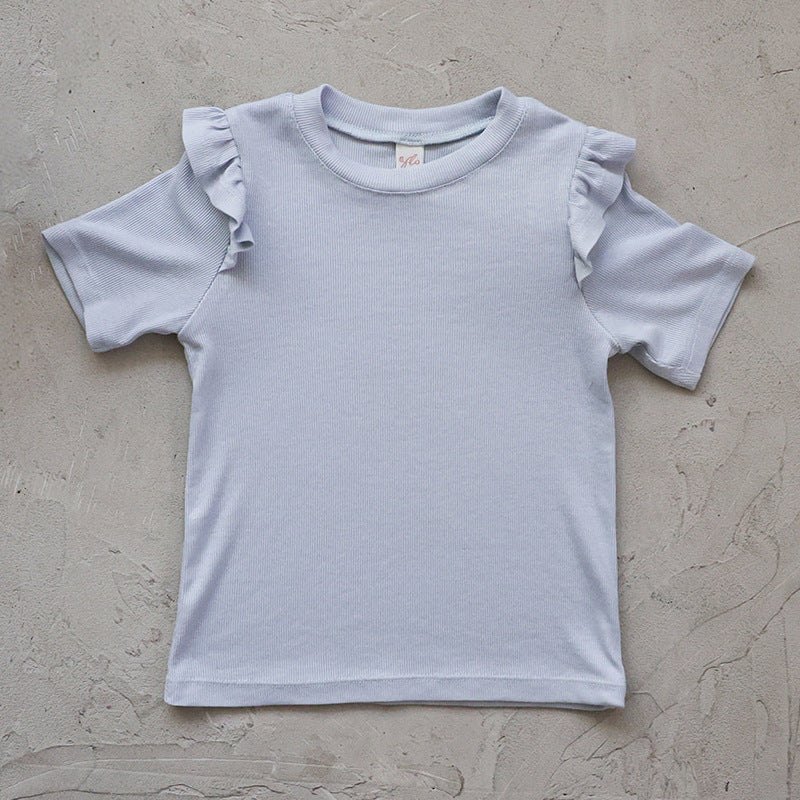 Ruffle Shoulder Tee - Mellow Ruffle Short Sleeve T-Shirt [mh0012986]