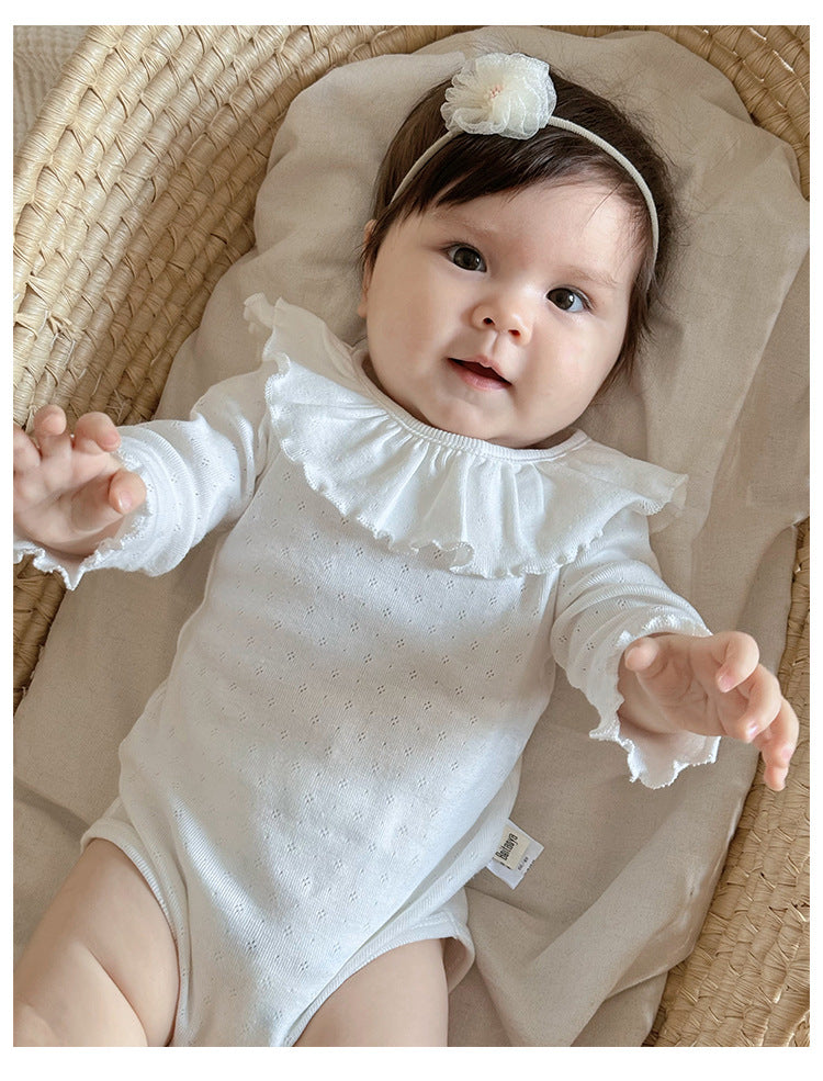 -レースニットラッフルフリル襟長袖ボディスーツケース【mh0010741】 - mamahalo shop - 長袖ロンパース -  べビー服 - 子供服 - 男の子 - 女の子