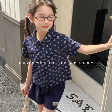 Rabbit Print Pique Cotton Polo Shirt Short Sleeve Polo Shirt [mh0012647]