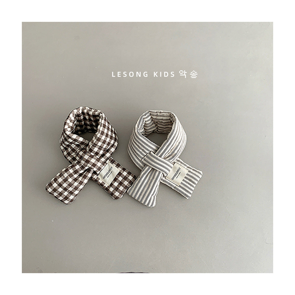 キッズマフラー チェック/ドット/ストライプ ネックウォーマー【mh0011796】