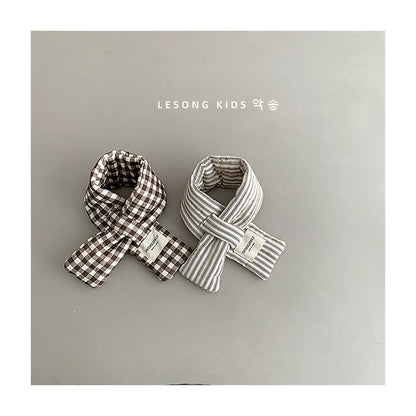 キッズマフラー チェック/ドット/ストライプ ネックウォーマー【mh0011796】