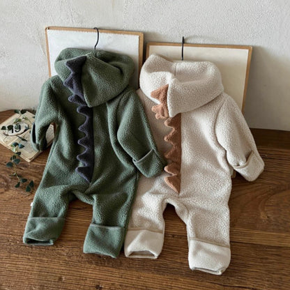 長袖ジャンプスーツ 恐竜 ダイナソーフーディ フリース カバーオール【mh0011859】