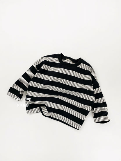 Wide Stripe Loose Long Sleeve T-shirt