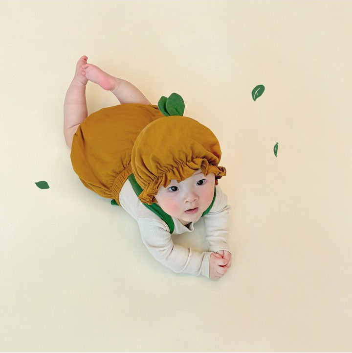 Sprout Stem Strap Romper Bonnet Set フルーツ サロペットブルマ 帽子 セット【mh0013394】