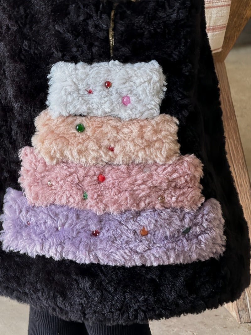 ノースリーブワンピース ファーフリース バースデーケーキモチーフ【mh0011890】