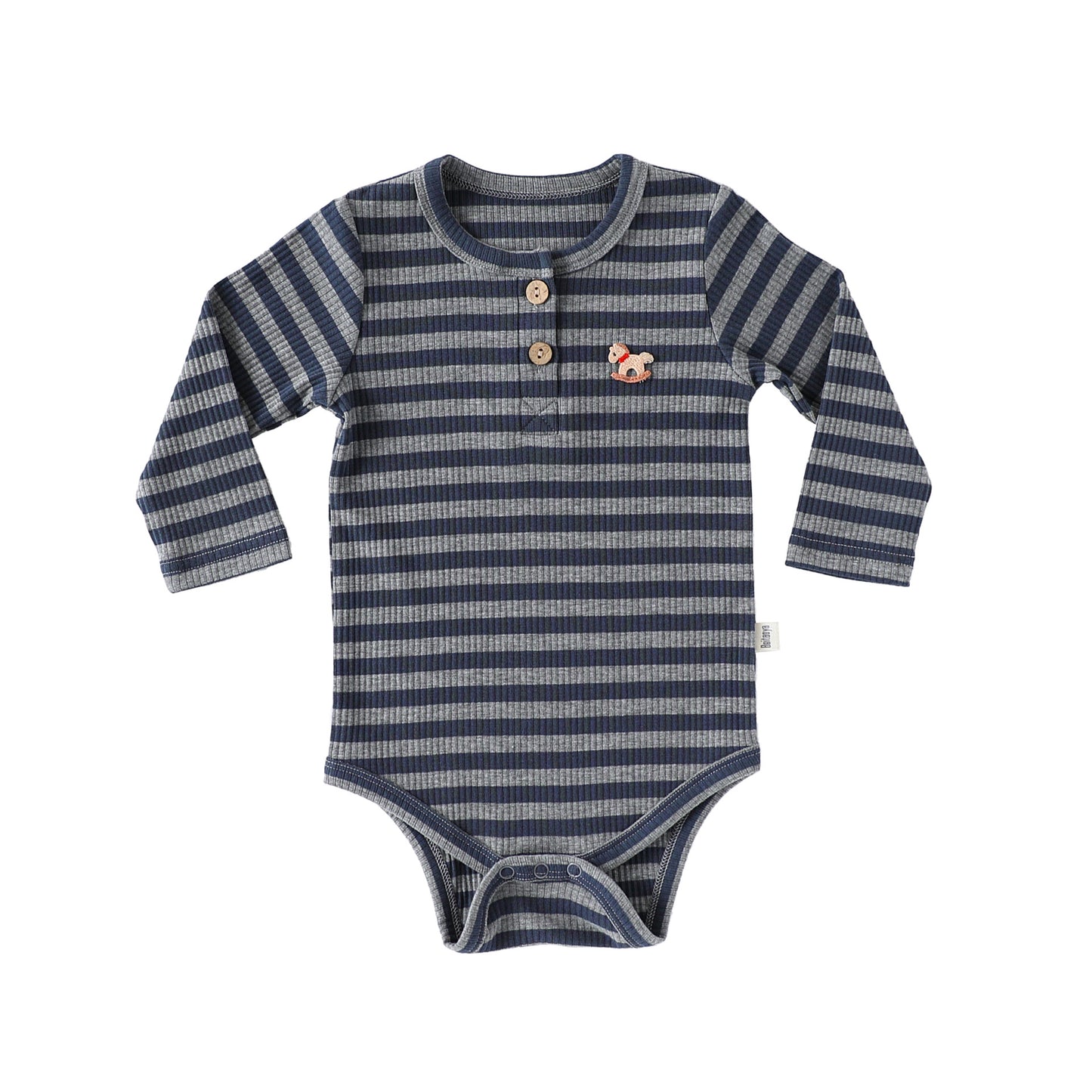 -ボーダー長袖ロンパース/ロングパンツ【mh0010730】 - mamahalo shop - ロンパースセットアップ -  べビー服 - 子供服 - 男の子 - 女の子