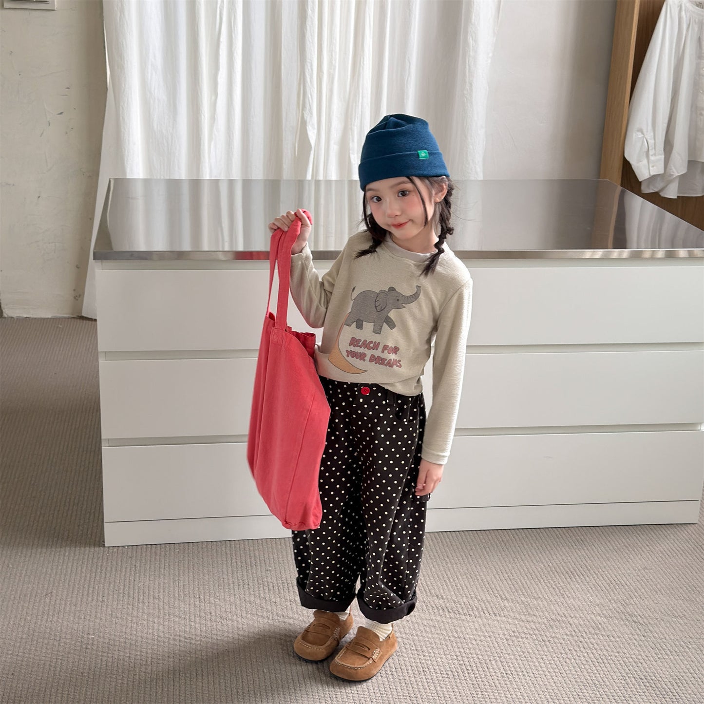 Kids Elephant Print Long Sleeve T-shirt [mh0014054]