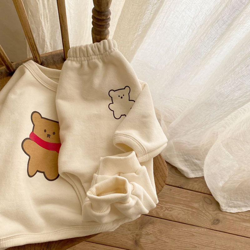 ベビー ボーダー くま ベア ルーズ 長袖スウェット ロングパンツ セット【mh0000689】 - Mamahalo shop