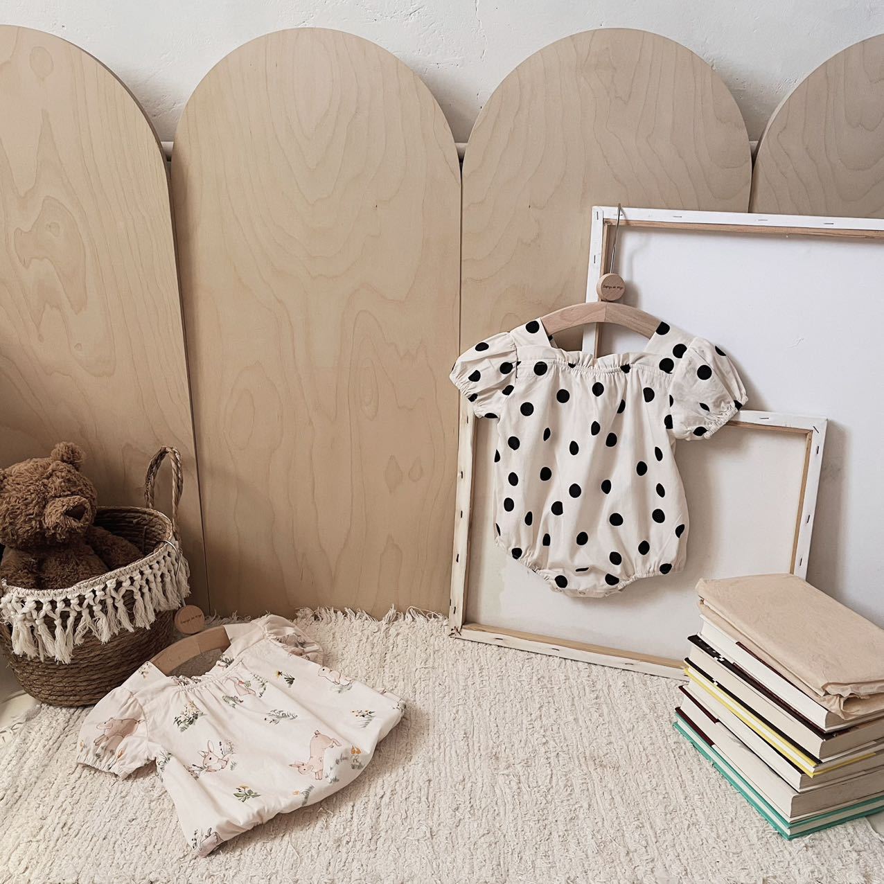 Baby Rabbit Dot Square Neck Short Sleeve Puff Sleeve Romper [mh0001866]