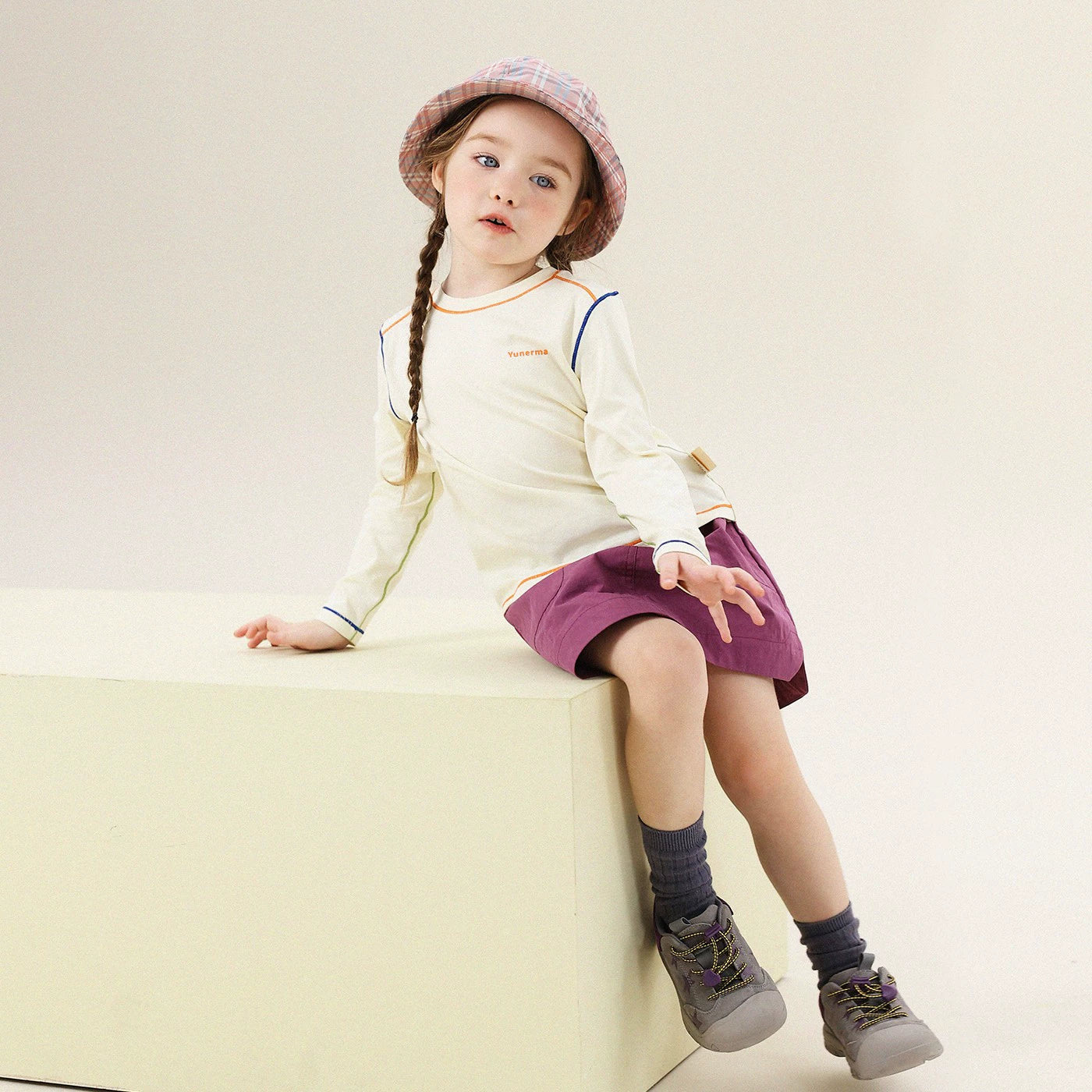 -切り替えステッチ長袖Tシャツ【mh0011300】 - mamahalo shop - 長袖Tシャツ -  べビー服 - 子供服 - 男の子 - 女の子
