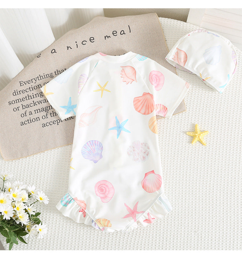 UPF50 Plus Shell Printed Short Sleeve One-piece シェルプリント 半袖 水着【mh0012605】