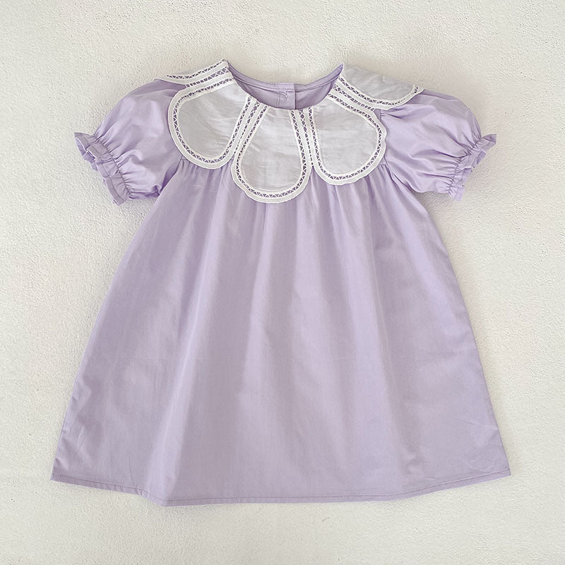 Petal Collar Romper Puff Sleeve Dress ラッフル ロンパース ミモレ丈ワンピース【mh0013158】