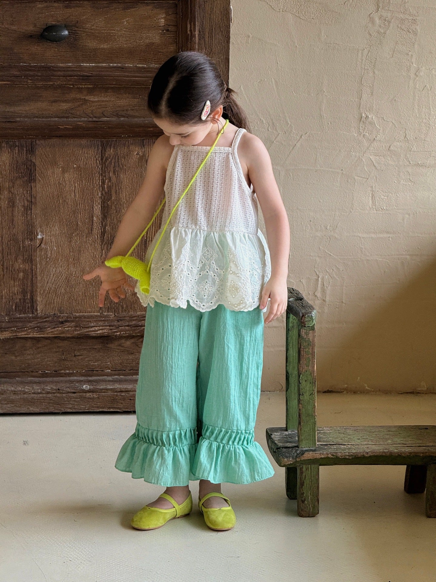 Eyelet Lace Ruffle Camisole Top チュニック キャミソール トップス【mh0013409】