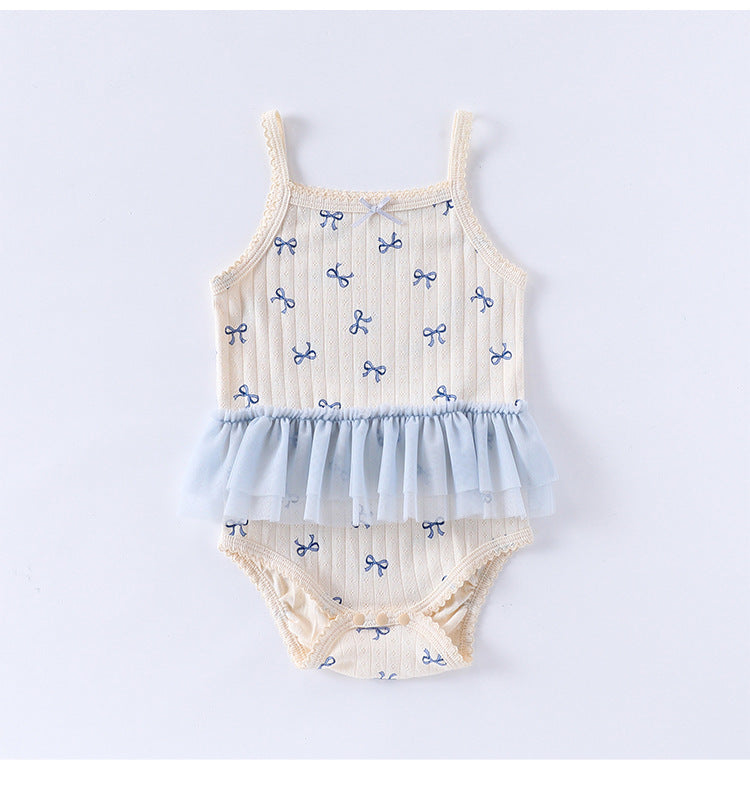 Sleeveless Ruffle Patterned Tulle Dress Romper ハート チュール ノースリーブロンパース【mh0013592】