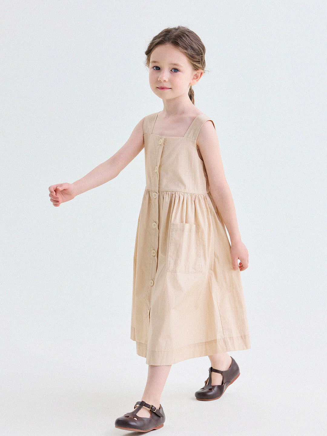 チェック柄 フロントボタン ポケット ノースリーブワンピース【mh0013744】