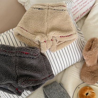 -ボアショートパンツカラーステッチもこもこあったかボトムス【mh0010910】 - mamahalo shop - ハーフパンツ・ショートパンツ -  べビー服 - 子供服 - 男の子 - 女の子