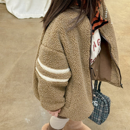 ボアフリースジャケット ダブルライン ジップアップ ボアブルゾン【mh0011903】