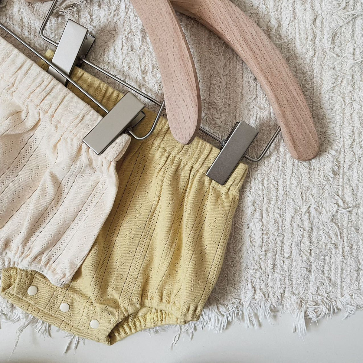 Baby Eyelet Puff Sleeve Short Sleeve Blouse and Shorts Set