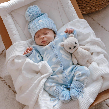 長袖ニットロンパース 幾何学模様 ジャカードニット ジャンプスーツ【mh0011855】