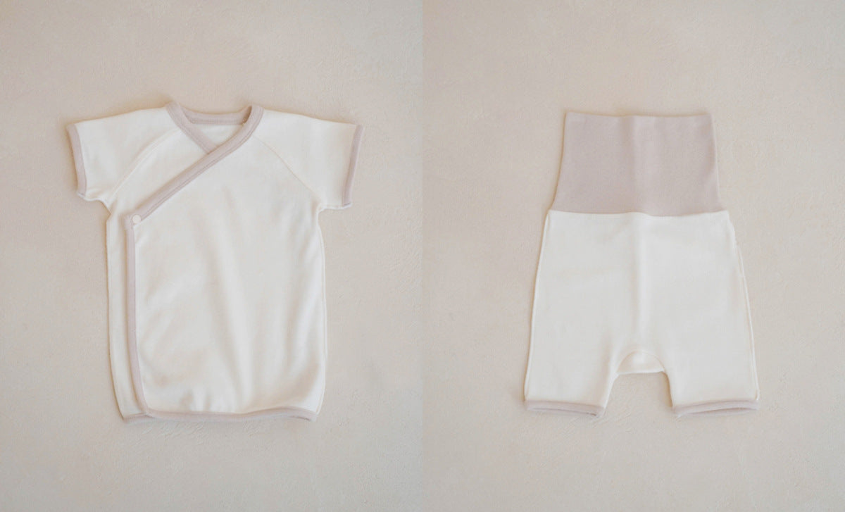 Baby Cache-Coeur Short-Sleeve Top & High-Waist Pants Set [mh0013886]