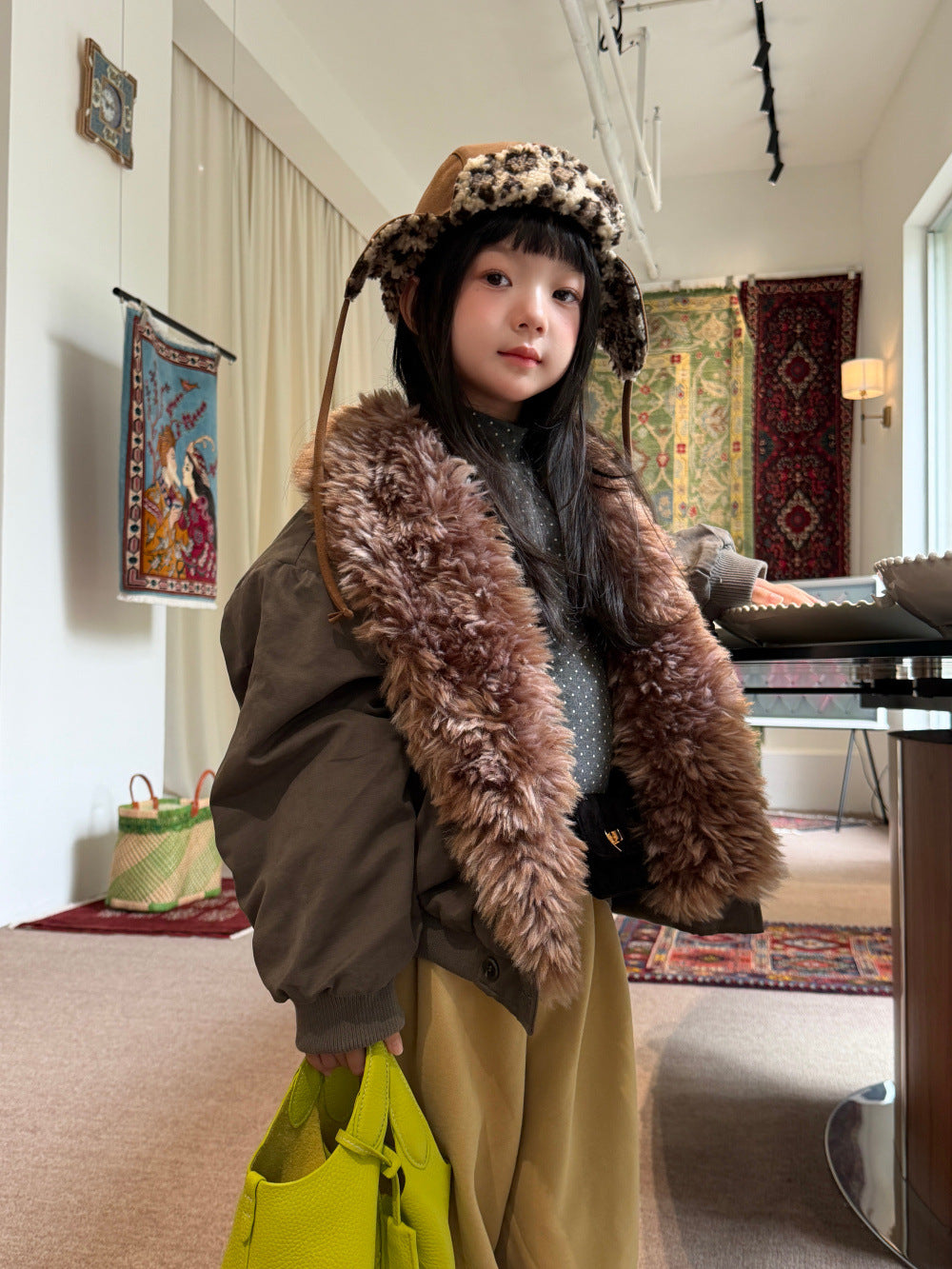 Mo Xiao Meng Children's Jacket 2026 Girls' Korean-Style Winter Fleece-Collar Padded Jacket Thickened Cotton Jacket for Kids【mh0014698】