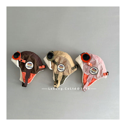 キッズ帽子 ゴーグル 耳当て付き フライトキャップ パイロット帽【mh0011836】