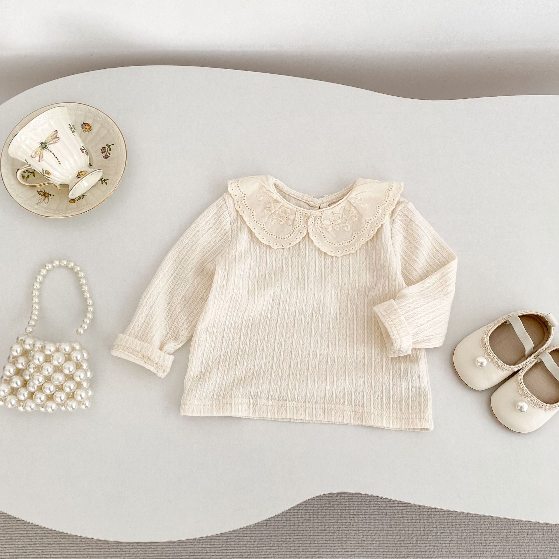 -ビッグフリルレース襟長袖Tシャツ【mh0010855】 - mamahalo shop - 長袖Tシャツ -  べビー服 - 子供服 - 男の子 - 女の子