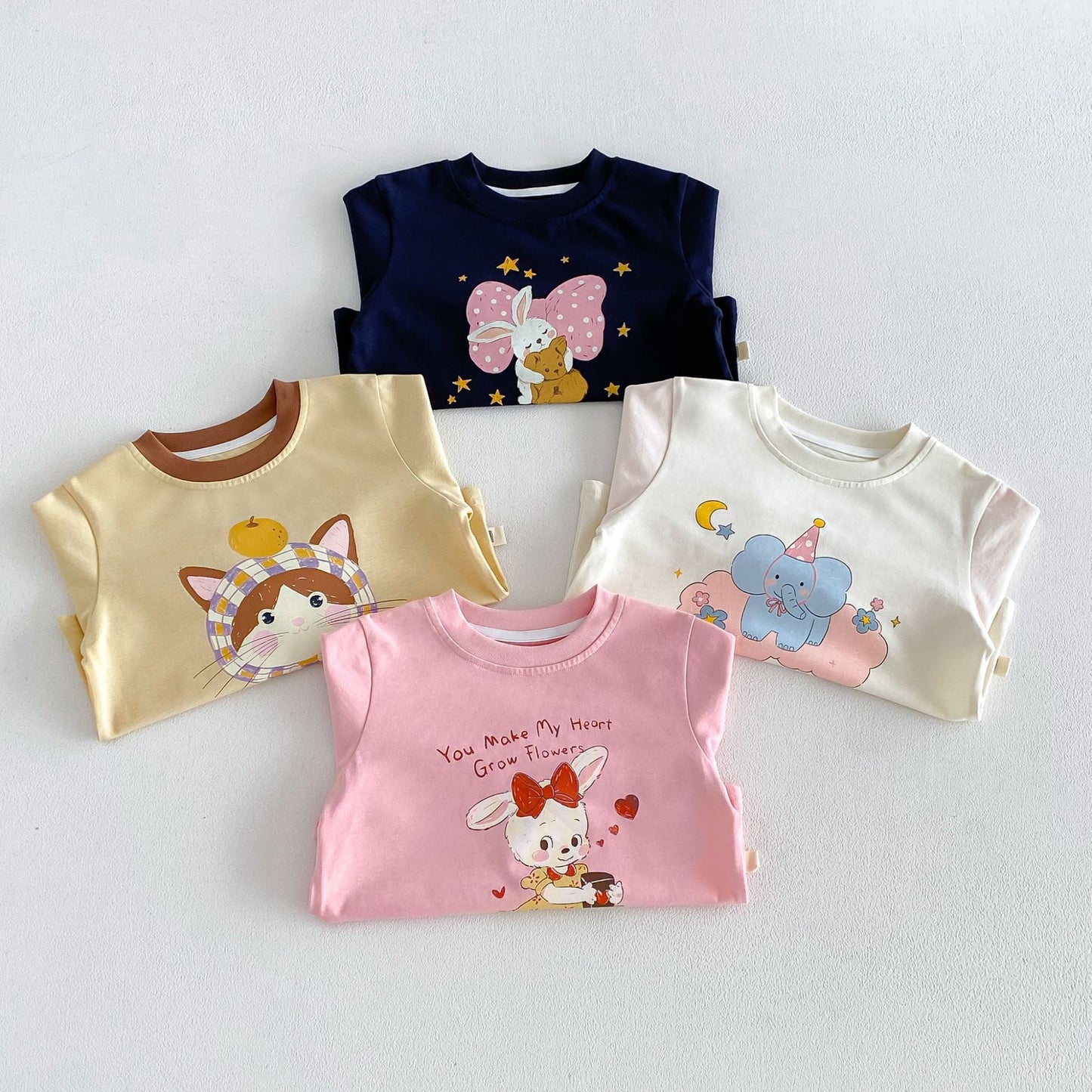 Camiseta de manga larga efecto doble capa con personajes infantiles para niños【mh0014041】