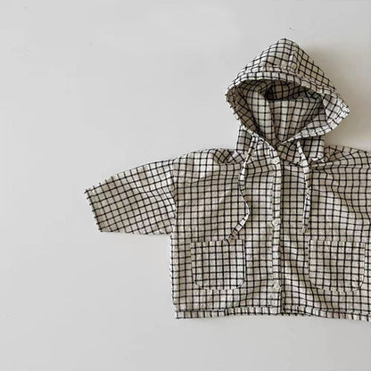 Baby jacket/windbreaker with back animal print, solid and checked colors, boys' children's clothing [mh0003373]