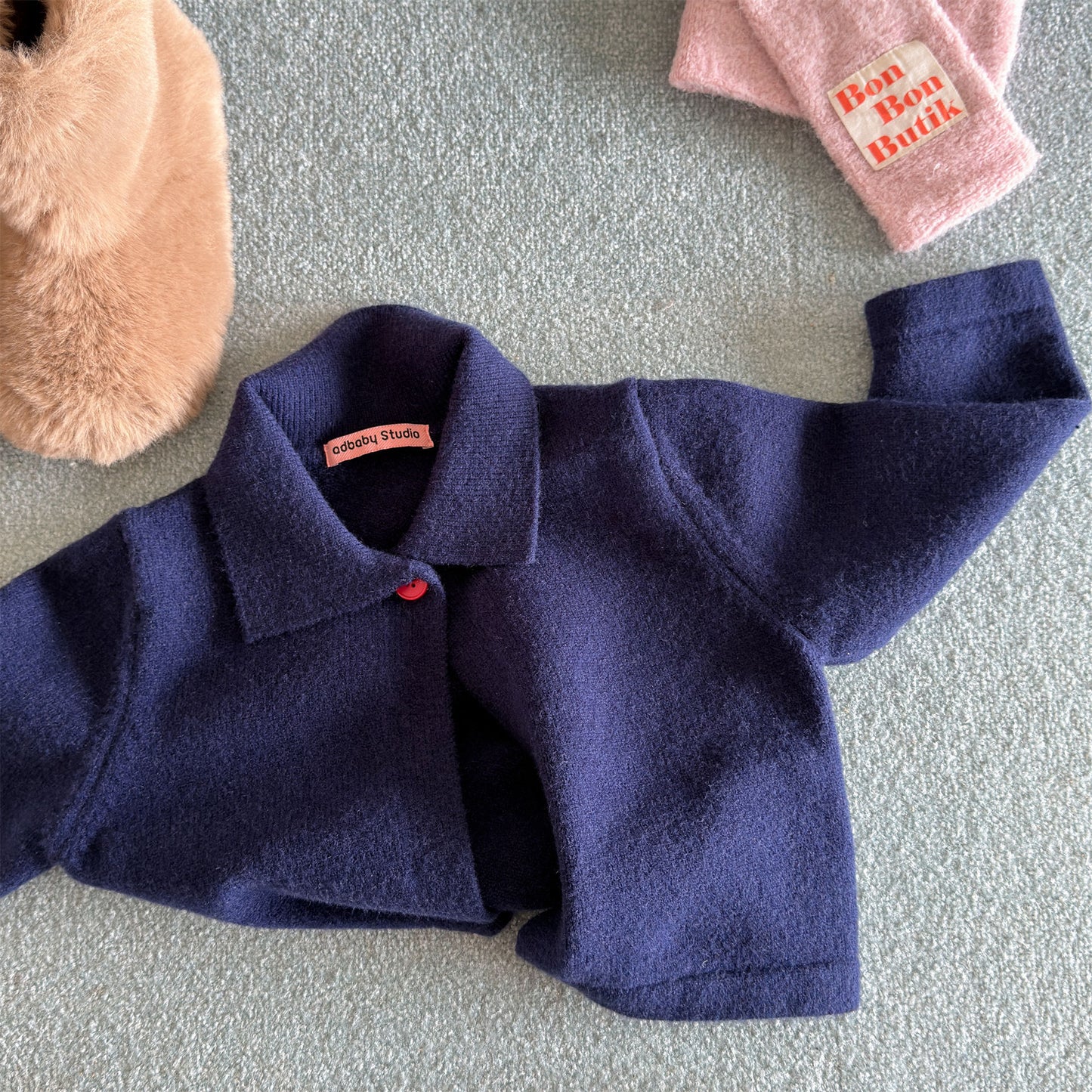 Kids' Polka Dot Collared Button-Up Long-Sleeve Knit Cardigan [mh0014056]