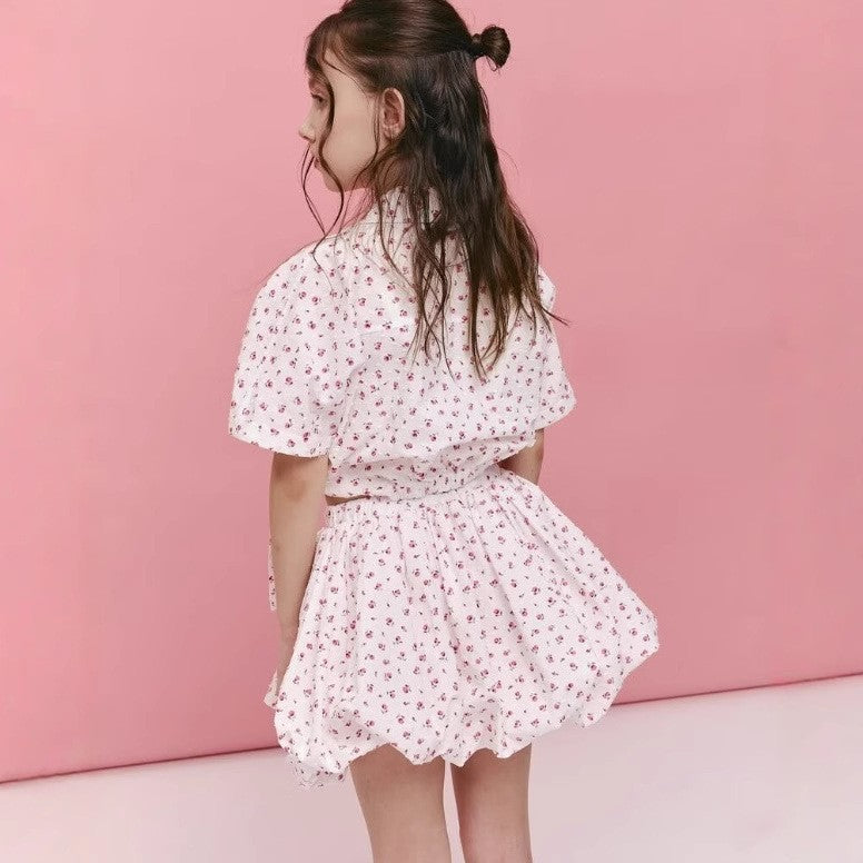 Conjunto de dos piezas para niña, camiseta de lazo de algodón americano y falda, estilo INS ruso de verano para niños, 2026, en stock【mh0013859】