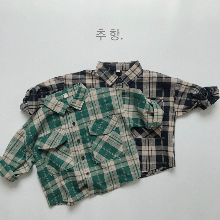 キッズ チェック ポケット 長袖シャツ【mh0013943】