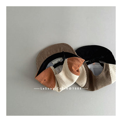 キッズ帽子 コーデュロイ カラーブロック 野球帽【mh0011813】