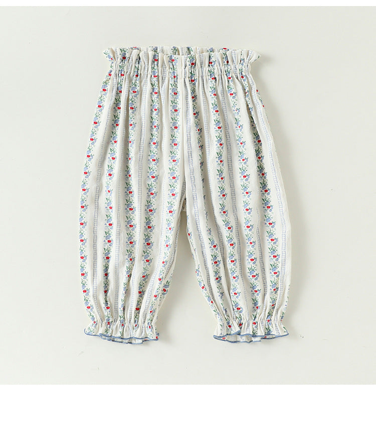 Floral Ruffle Pocket Long Pants ボタニカル ロングパンツ【mh0013489】