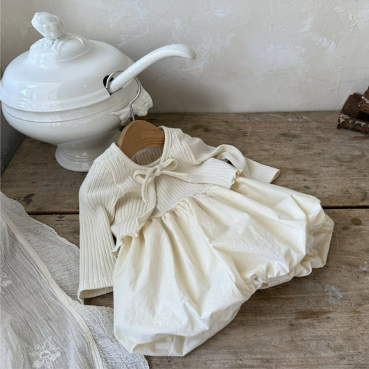 Ribbed Cardigan Balloon Skirt リブカーディガン スカート セット【mh0012501】