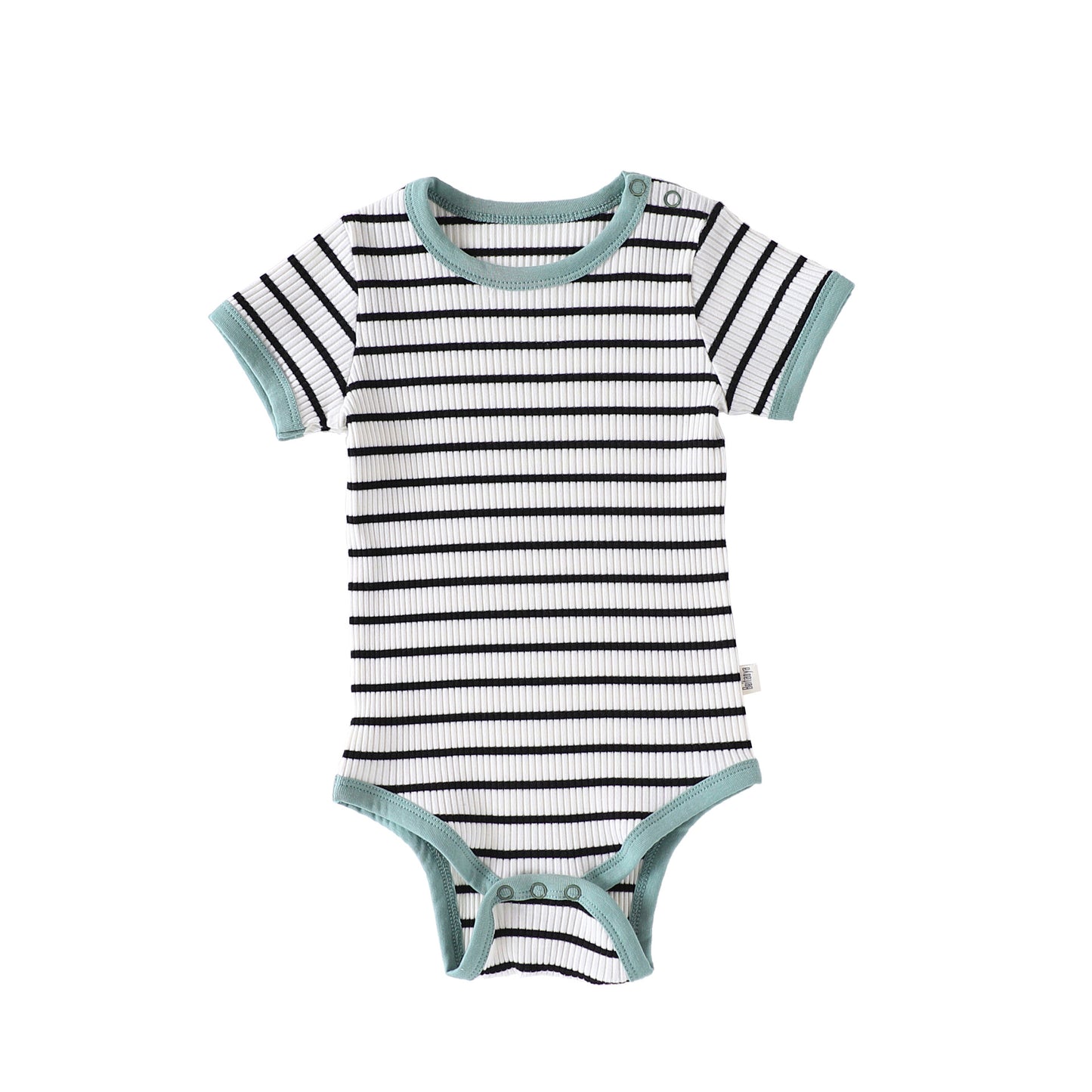 Striped Ribbed Cotton Romper マルチボーダー 半袖ノースリーブロンパース【mh0013597】