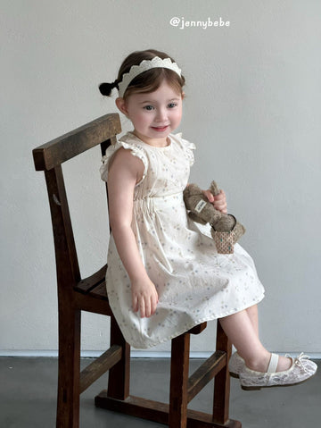Floral Cotton Frill Dress 花柄 コットン 袖フリル ワンピース【mh0012550】