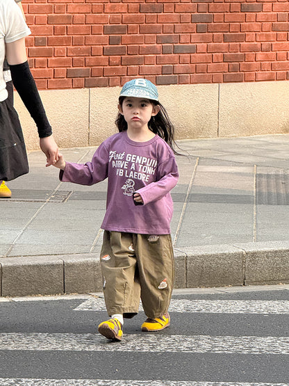 -ペンギン柄プリントTシャツ ロゴ入り長袖トップス【mh0011055】 - mamahalo shop - 長袖Tシャツ -  べビー服 - 子供服 - 男の子 - 女の子