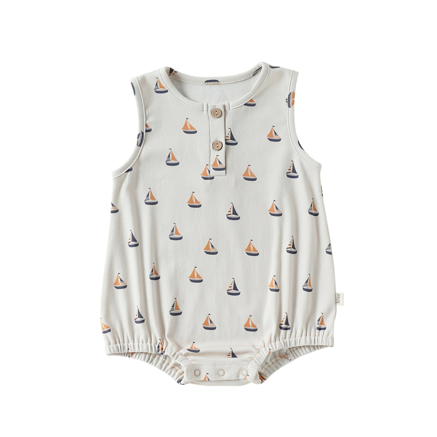 Graphic Print Sleeveless Romper マリン ダイヤ ノースリーブロンパース【mh0013039】
