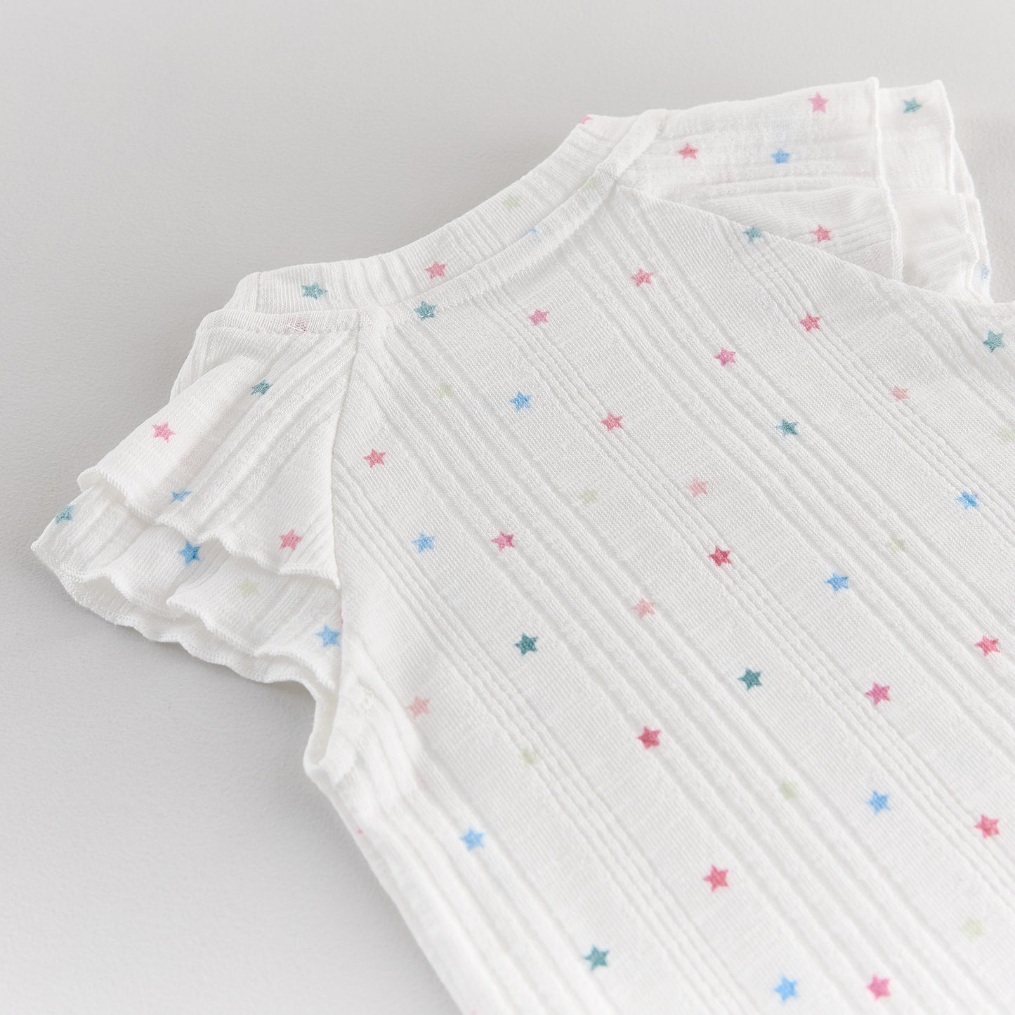 キッズ スタープリント ラッフルスリーブ 半袖Tシャツ【mh0013839】
