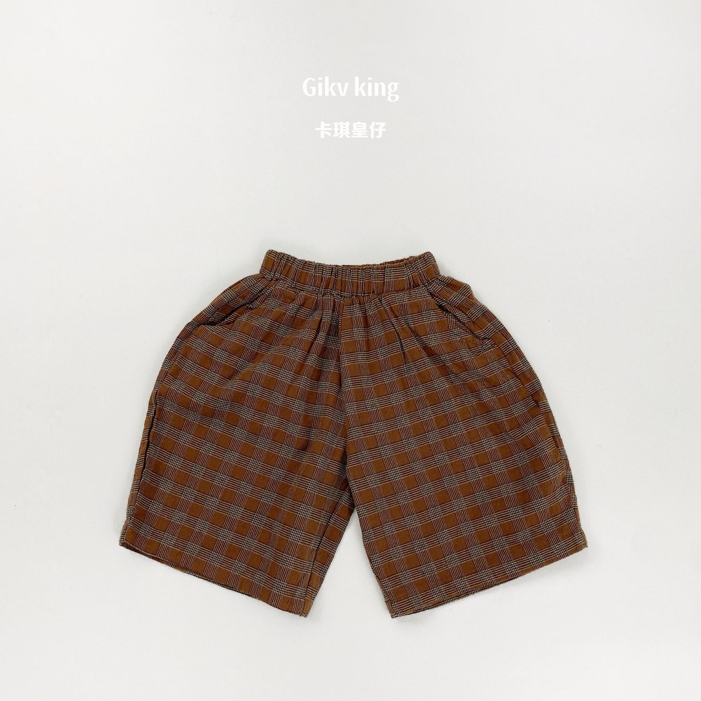 Textured Loose Fit Short Pants ブロックチェック ハーフパンツ【mh0012841】