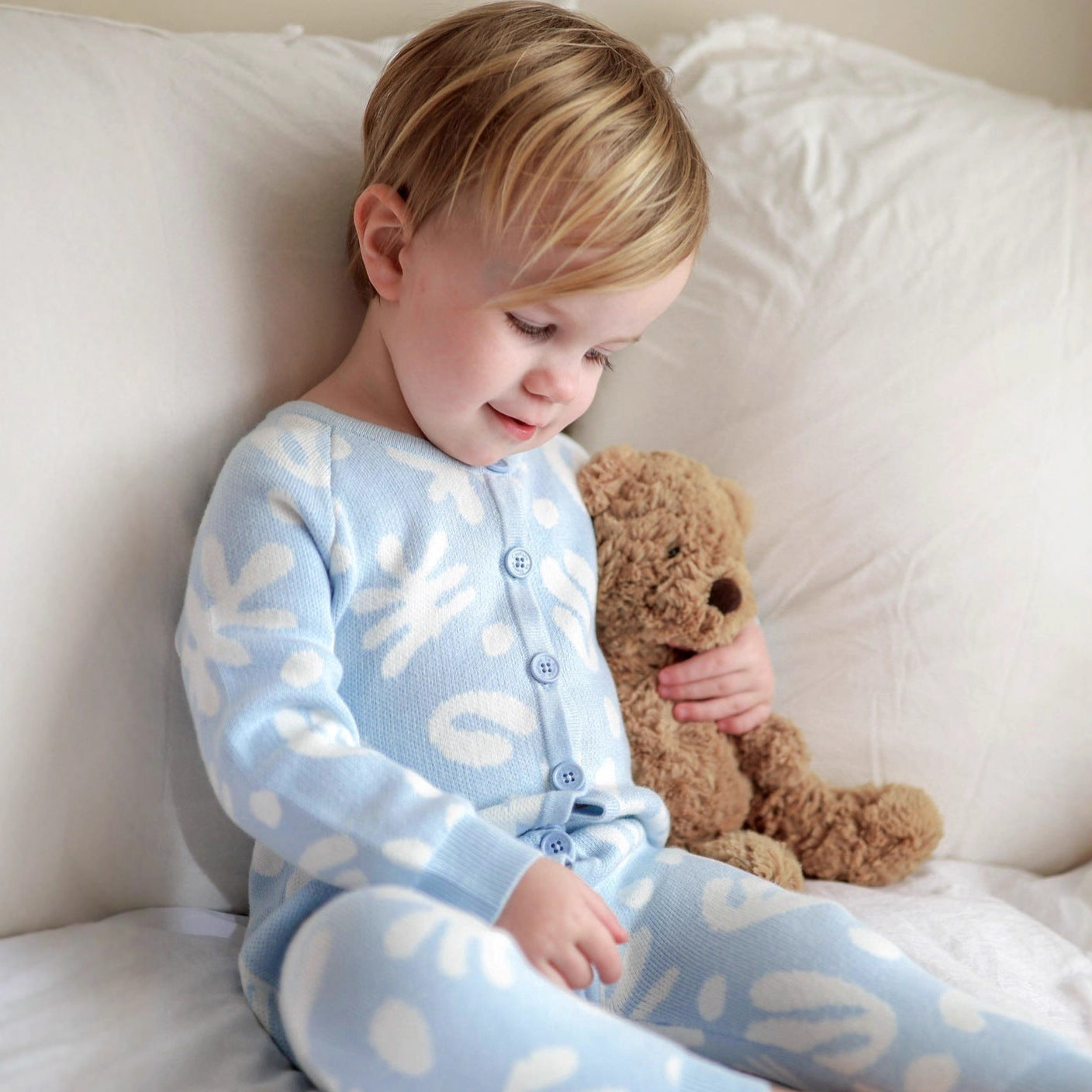 長袖ニットロンパース 幾何学模様 ジャカードニット ジャンプスーツ【mh0011855】