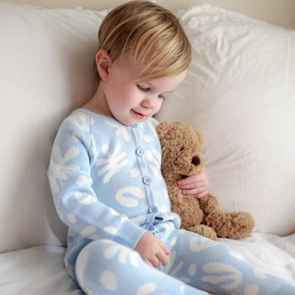 長袖ニットロンパース 幾何学模様 ジャカードニット ジャンプスーツ【mh0011855】