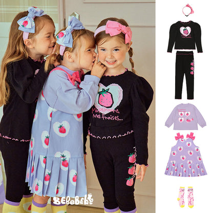 -いちごプリント長袖トップス/フリルレギンス/フリルワンピース/ノースリーブプリーツワンピース【mh0010988】 - mamahalo shop - ノースリーブワンピース -  べビー服 - 子供服 - 男の子 - 女の子