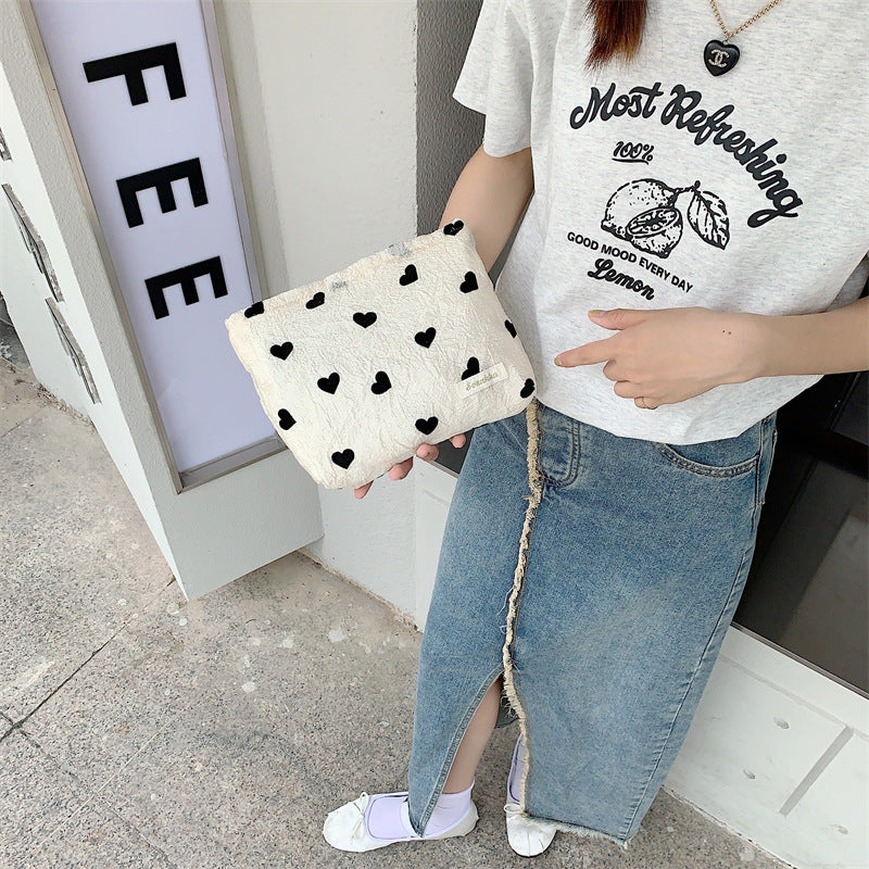 Canvas Heart Print Tote Bag Shoulder Bag Crossbody Bag Diaper Bag [mh0004200]
