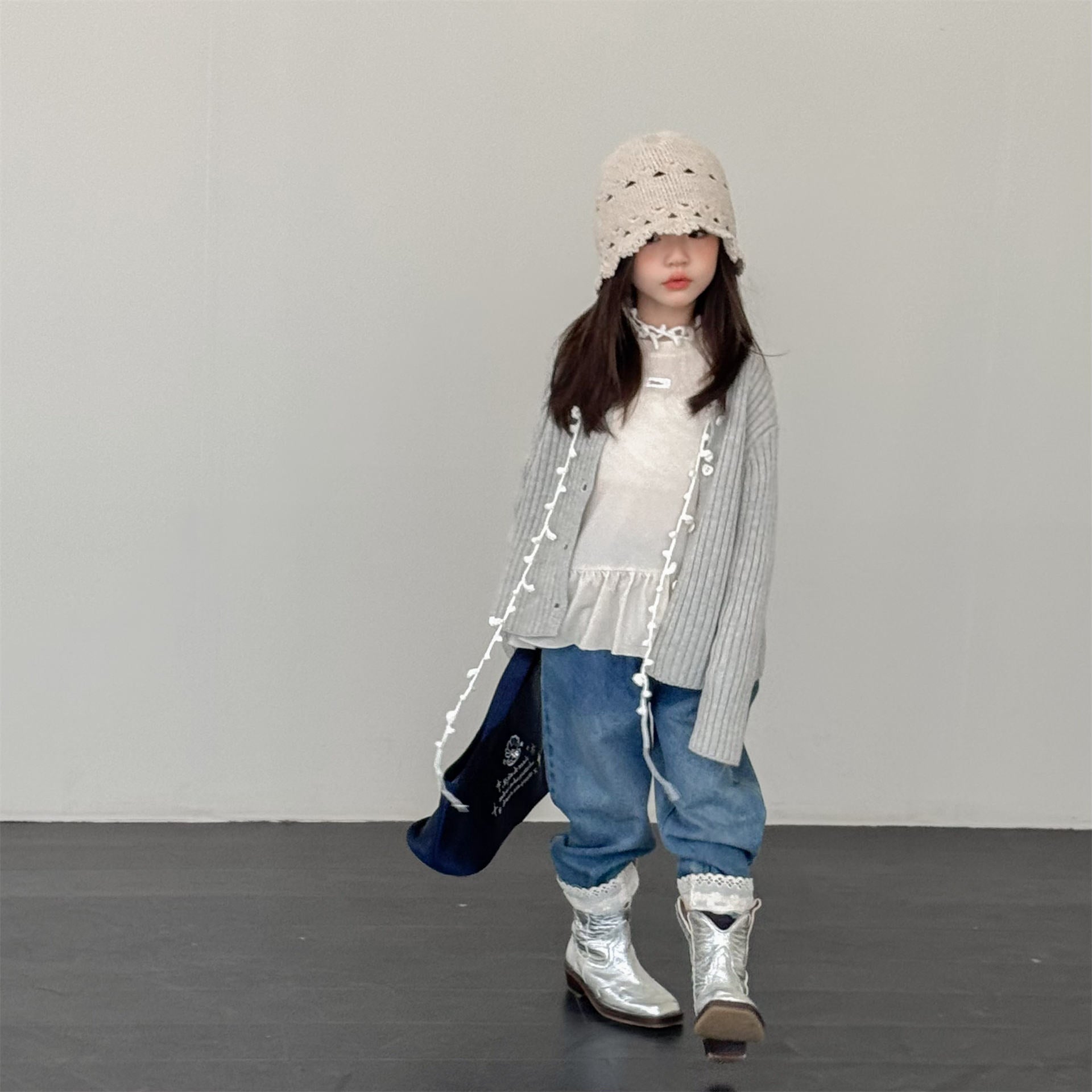 -裾レース付きデニムパンツ ジーンズ【mh0010805】 - mamahalo shop - デニムパンツ -  べビー服 - 子供服 - 男の子 - 女の子