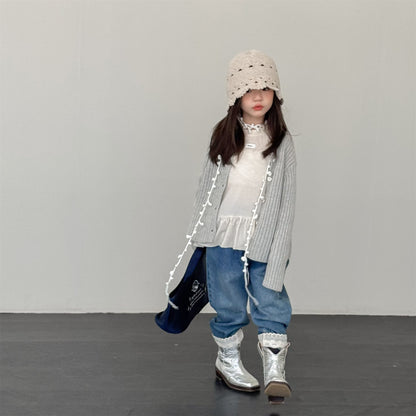 -裾レース付きデニムパンツ ジーンズ【mh0010805】 - mamahalo shop - デニムパンツ -  べビー服 - 子供服 - 男の子 - 女の子