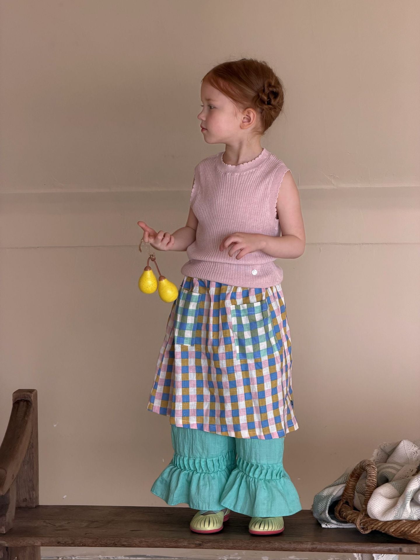 Gingham Plaid Elastic Waist Pocket Skirt ギンガムチェック スカート【mh0013407】