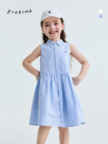 Button-Down Shirt Dress ポロカラー ノースリーブワンピース【mh0013180】