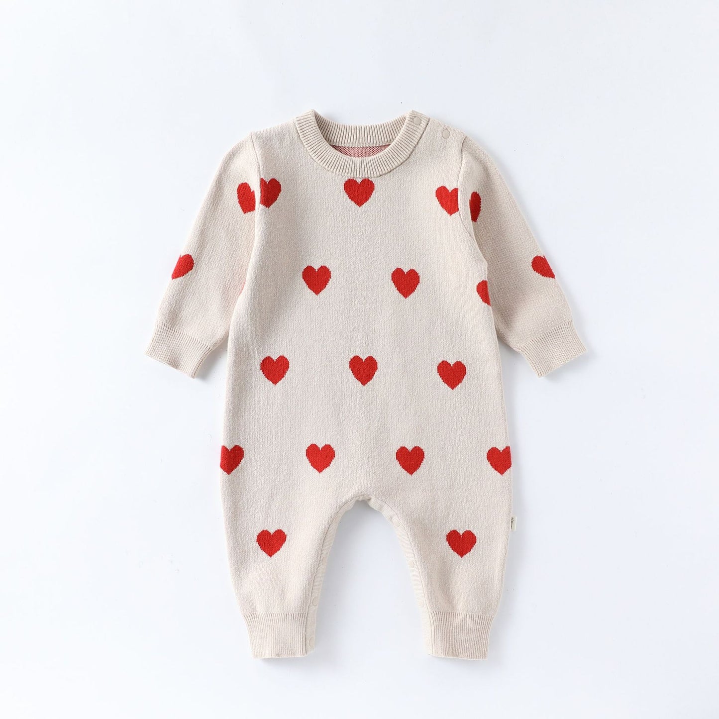 長袖ニットロンパース いちご/ハート ジャンプスーツ【mh0011727】